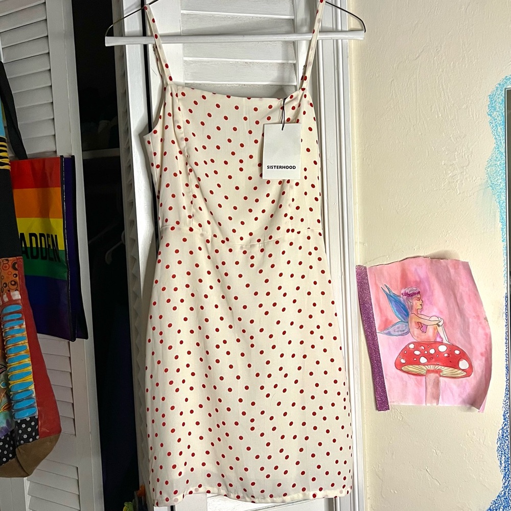 🧿NWT🧿Sisterhood Polka Dot White & Red Dress / XS